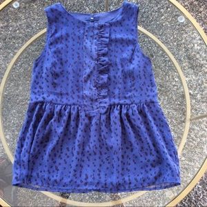 Gap ruffle tank blouse blue with navy pattern